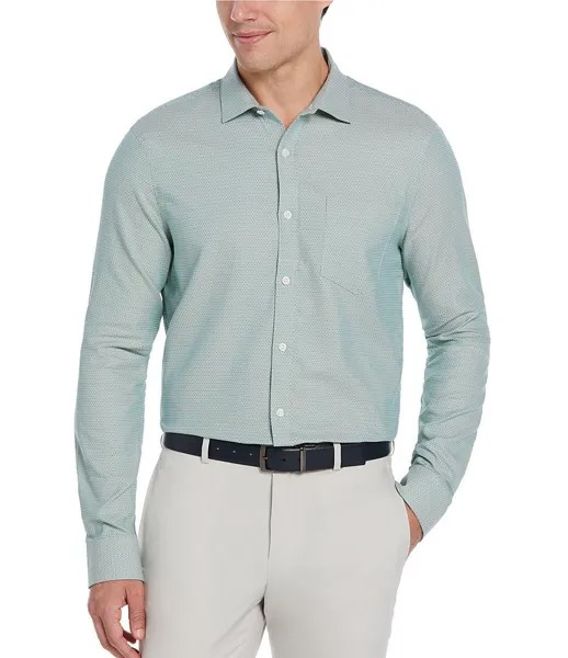 Рубашка Perry Ellis из хлопкового добби с длинными рукавами, зеленый