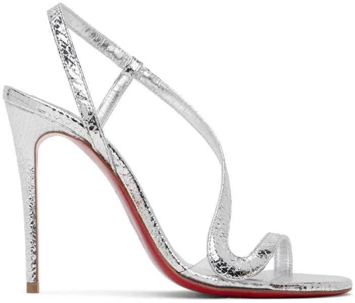 Серебряные босоножки на каблуке Rosalie Christian Louboutin