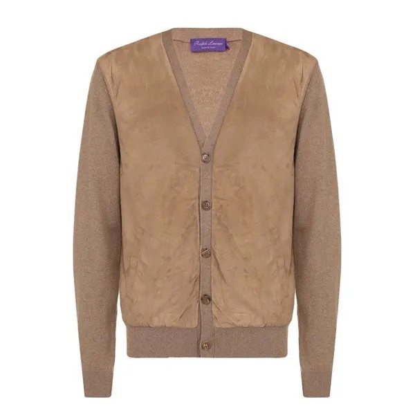 Кашемировый кардиган с отделкой из натуральной замши Ralph Lauren
