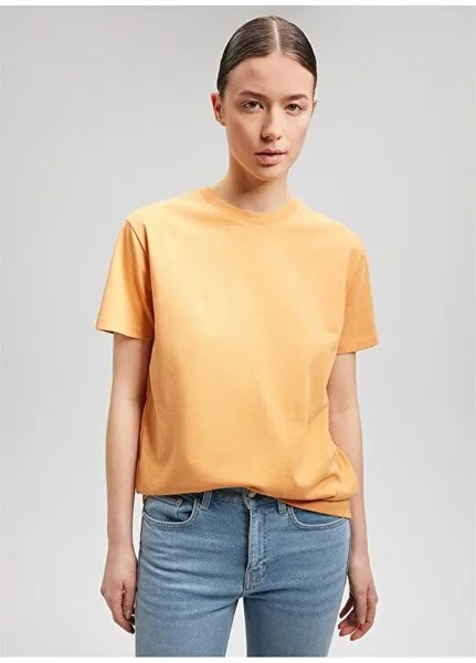 Оранжевая женская футболка с круглым вырезом M1600965-71405-BASIC SHORT SLEEVE T Mavi, оранжевый