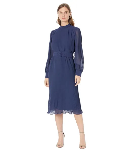 Платье Maggy London, Pleated Midi Dress with Belt and Buckle