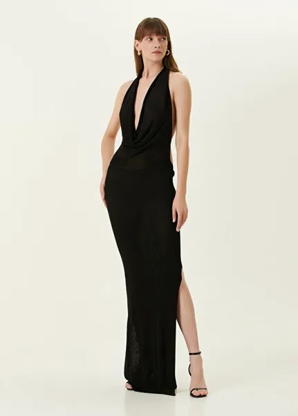 Черное вечернее платье макси с открытой спиной Aya Muse