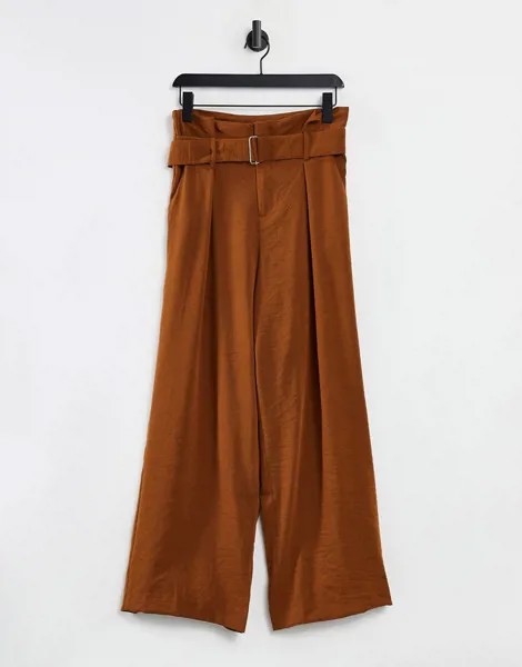 Коричневые брюки с ремнем Moon River-Коричневый цвет