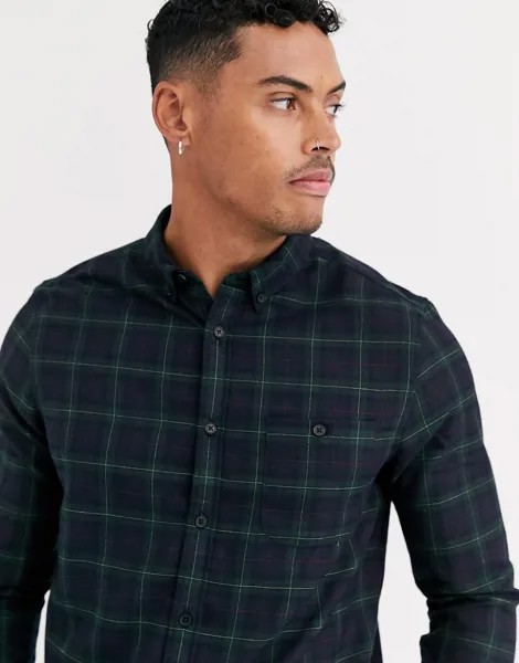 Зеленая рубашка с длинными рукавами Burton Menswear-Зеленый