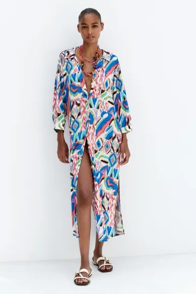 Платье-туника с принтом Zara, разноцветный
