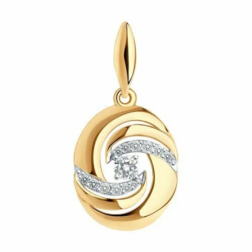 Подвеска GOLD CENTER, красное золото, 585 проба, фианит