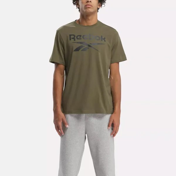Футболка с большим сложенным логотипом Identity Reebok, армейский зеленый