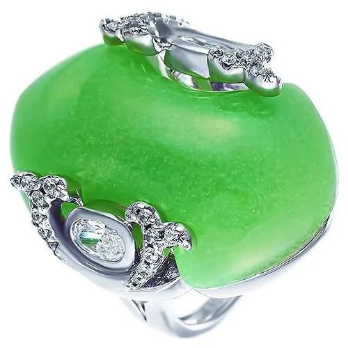 Кольцо с стеклом и фианитами из серебра SR001164c-1-KO-US-001-WG 16.5