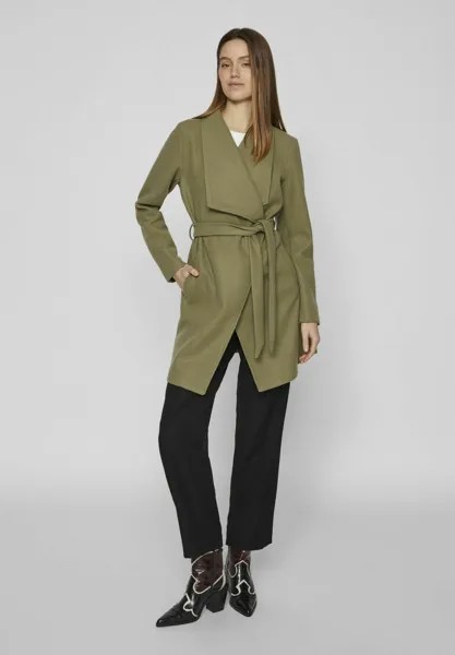 Короткое пальто Vicooley Collar Belt VILA, цвет oil green