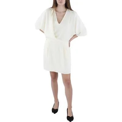 Женское белое мини-платье-кимоно с запахом и v-образным вырезом Halston Heritage 4 BHFO 9598