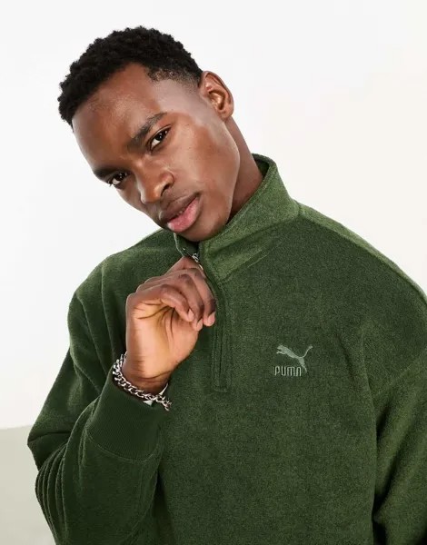 Миртовый флисовый топ с длинными рукавами Puma Classics Fleece Half Zip
