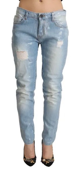 Джинсы PINKO Голубые хлопковые рваные джинсы скинни с заниженной талией s. W28 Рекомендуемая розничная цена 350 долларов США