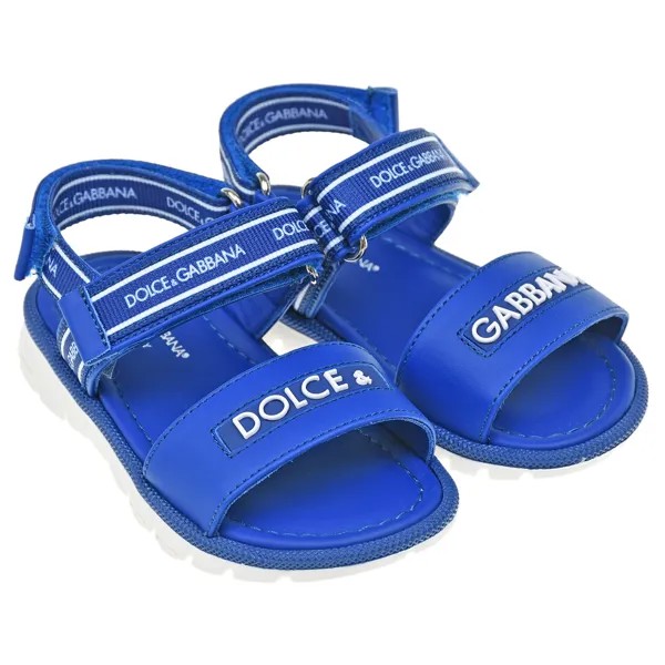 Синие сандалии из кожи с текстильными ремешками Dolce&Gabbana детские