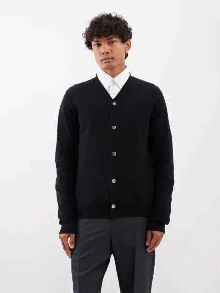 Шерстяной кардиган с v-образным вырезом Comme Des Garçons, черный