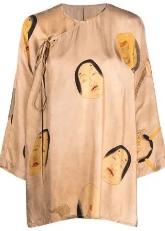Uma Wang блузка с принтом и завязками