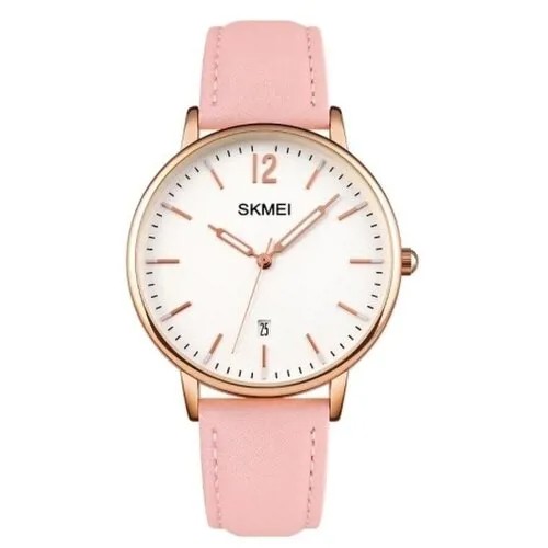 Наручные часы SKMEI Часы наручные женские, кварцевые, розовые, кожаный ремень Skmei 1724pink, розовый