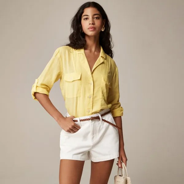 Рубашка с воротником Camp-Clar из легкой льняной ткани J.Crew, желтый