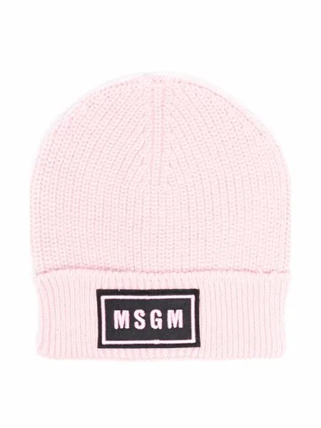 MSGM Kids шапка бини с нашивкой-логотипом