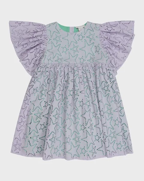 Платье со звездами для девочек с короткими рукавами, размер 4–12 Stella McCartney Kids, цвет Purple