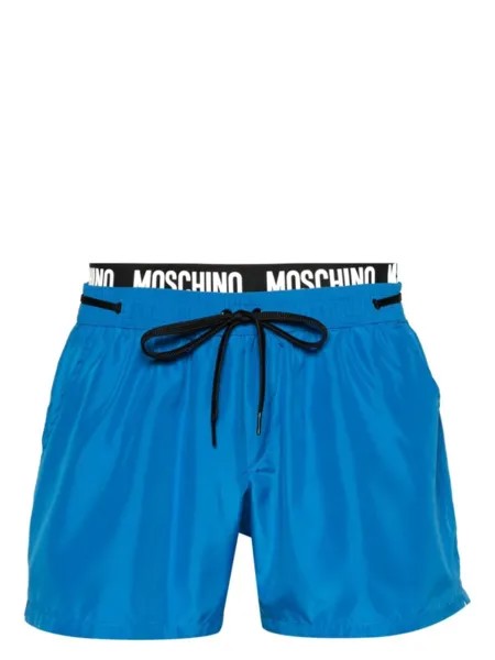 Moschino плавки-шорты с логотипом, синий
