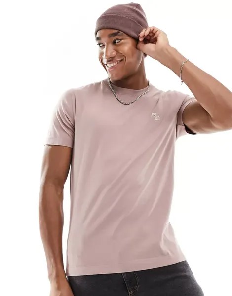 Серо-коричневая футболка Abercrombie & Fitch с рельефным логотипом бренда