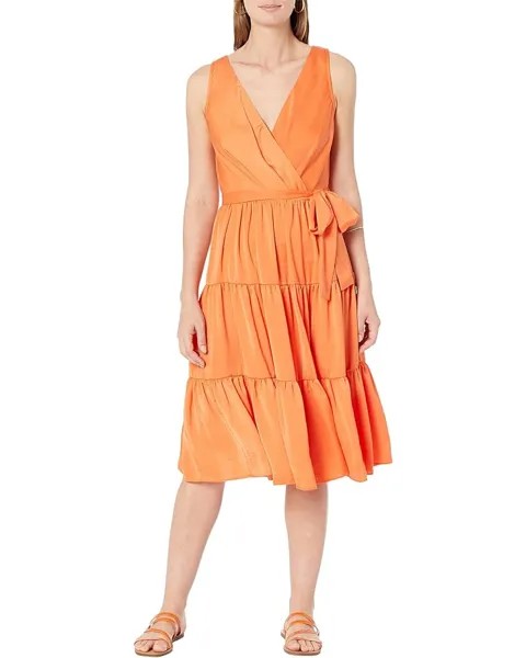 Платье Tommy Hilfiger Charmeuse Tiered Midi, цвет Mandarin