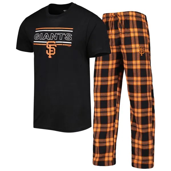 Мужская футболка и брюки со значком San Francisco Giants Sport черного/оранжевого цвета, комплект для сна