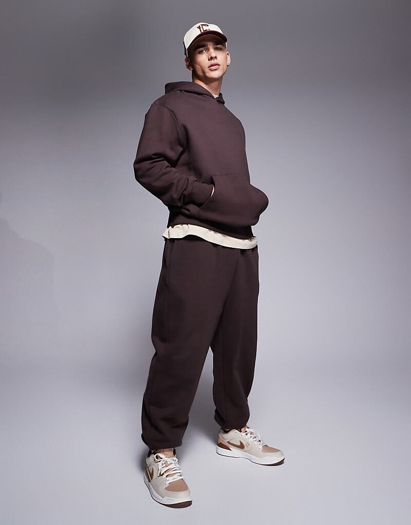 Тяжелые джоггеры премиум-класса ASOS DESIGN, 400 г/м², темно-коричневые