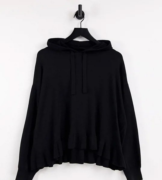 Черный трикотажный худи с отделкой рюшами Vero Moda Curve-Черный цвет