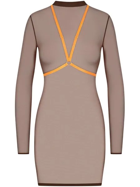 Maison Close полупрозрачный топ с длинными рукавами, коричневый