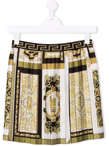 Versace Kids плиссированная юбка с принтом Barocco
