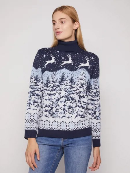 Зимний вязаный свитер с горлом