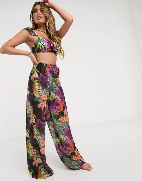 Пляжные брюки с цветочным принтом Missguided-Многоцветный