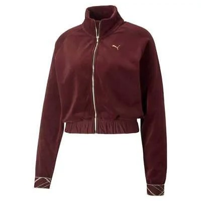 Женская спортивная куртка Puma Deco Glam Velour с полной молнией, красная повседневная спортивная верхняя одежда
