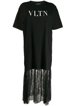 Valentino платье-рубашка с кружевным подолом