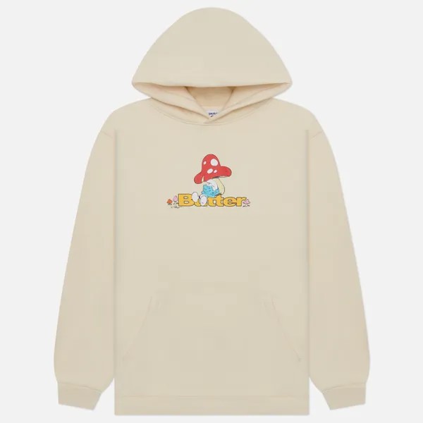 Мужская толстовка Butter Goods x The Smurfs Lazy Logo Hoodie бежевый, Размер XL