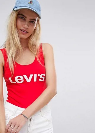 Красное боди с логотипом Levi's-Красный