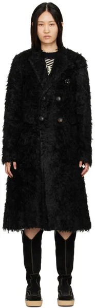 Черное меховое длинное пальто Naomi Andersson Bell
