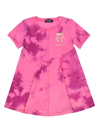 Розовое платье с принтом tie-dye Diesel