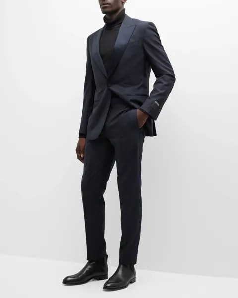Мужской смокинг из шерсти и шелка ZEGNA, цвет Navy Solid