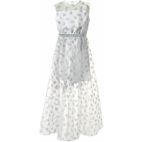 Платье Андерсен, размер 152, серый, белый