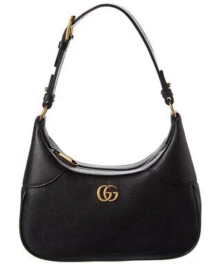 Маленькая кожаная сумка-хобо Gucci Aphrodite женская, черная Os