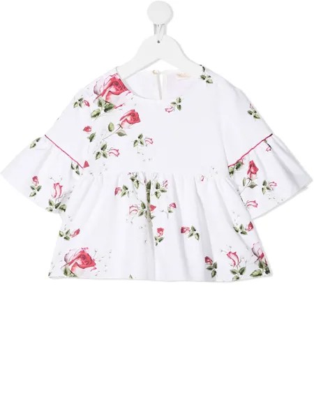 Monnalisa блузка с короткими рукавами и цветочным принтом