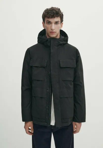 Пуховик HOODED PUFFER  Massimo Dutti, черный