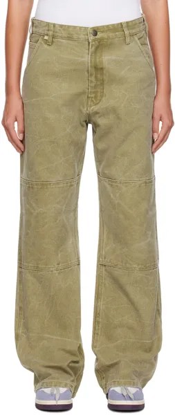 Брюки цвета хаки с потертостями Acne Studios