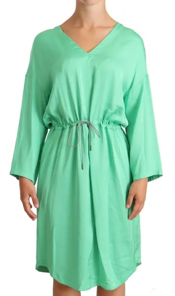 FABIANA FILIPPI Платье из вискозы мятно-зеленого цвета, с длинными рукавами, V-образным вырезом IT40/US6/S Рекомендуемая розничная цена 500 долларов США