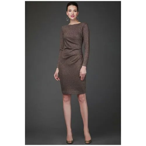Платье Арт-Деко, размер 52, коричневый