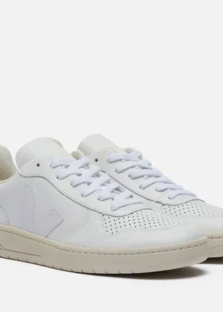 Мужские кроссовки VEJA V-10 Leather, цвет белый, размер 45 EU