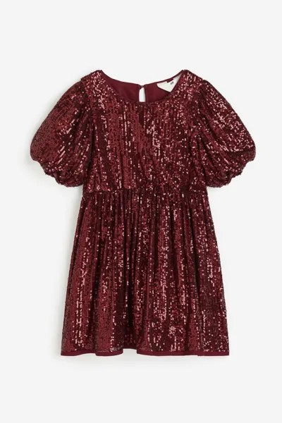 Платье H&M Sequined, темно-красный
