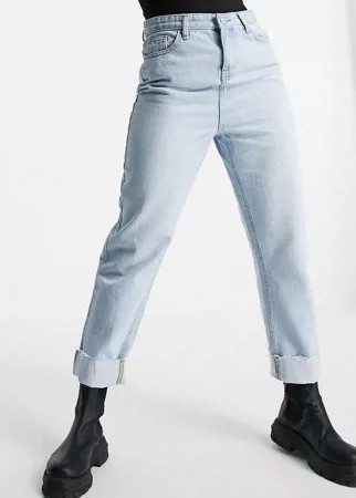 Свободные джинсы прямого кроя с глубокими отворотами выбеленного цвета Urban Bliss-Голубой